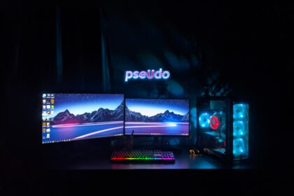 Ein moderner Ninja Dual Zone DZ300EU Heißluftfritteuse auf einer Küchentheke, umgeben von frischem Gemüse und Kräutern, bereit für die Zubereitung fettarmer Mahlzeiten.