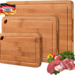 Holz-Schneidebrett Set 3-teilig für Küche Gemüse,