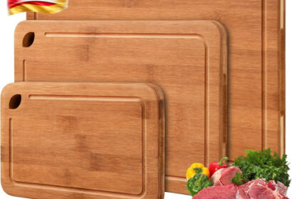 Holz-Schneidebrett Set 3-teilig für Küche Gemüse,
