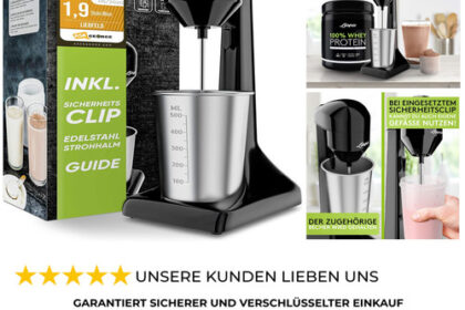 Elektrischer Protein Shaker 500ml Edelstahl Becher