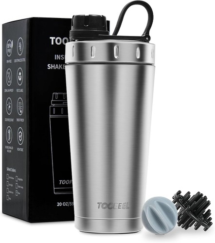 TOOFEEL Protein-Shaker-Flasche, 590 ml, doppelwandig, isoliert,